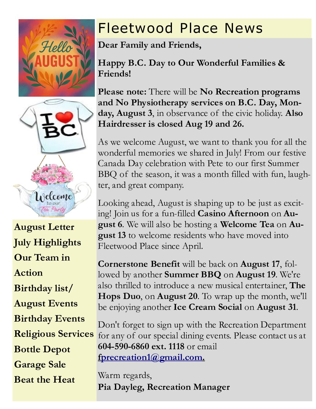 Fleetwood Place News August 2026 preview
