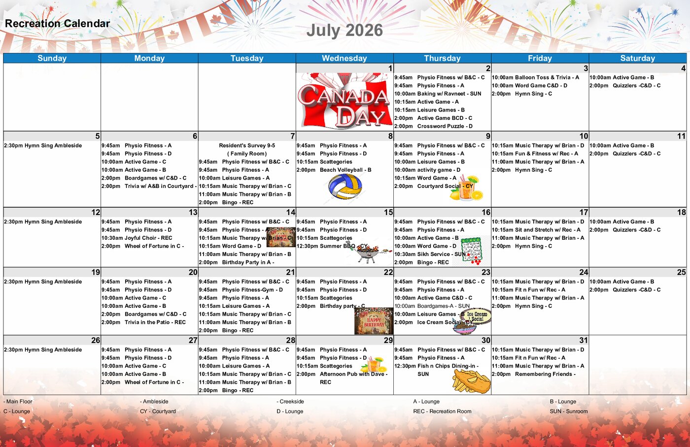 July 2026 Recreation Calendar preview